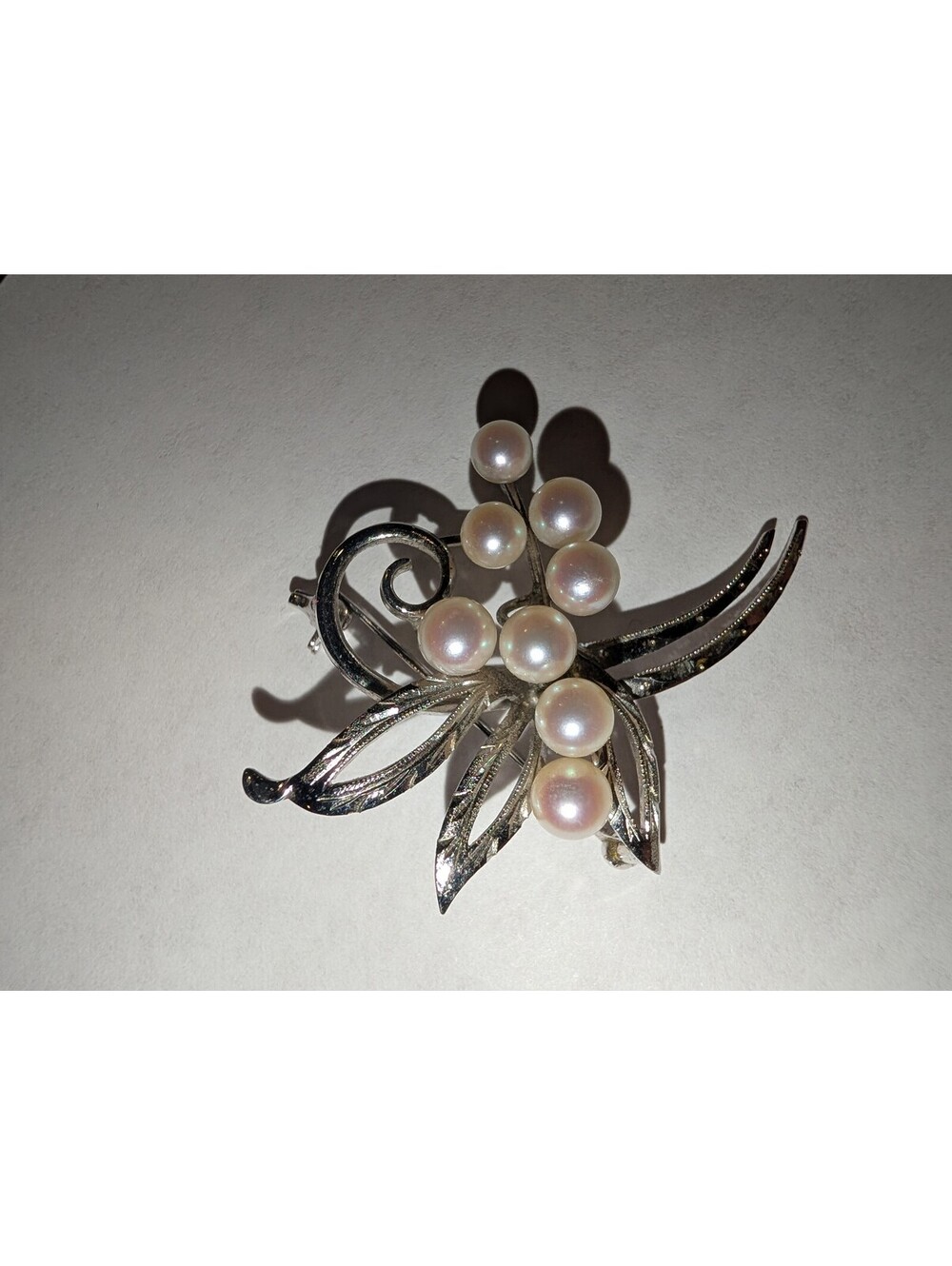 Vintage Silver 925 Pearl Floral Brooch Pin